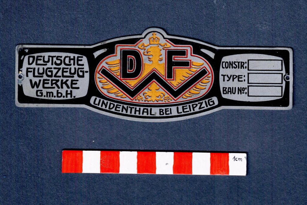 Typenschild, DFW, DeutscheFlugzeugWerke, 1916 Deutscheluftwaffe